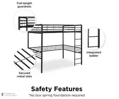 DHP Full Size Metal Loft Bed with Ladder New in Box (Black)